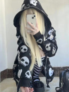 Skull Zip up Hoodie for Women - true-deals-club