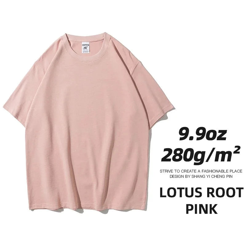 9.9oz Cotton Oversized Unisex Heavy T-Shirt Solid Color - true-deals-club