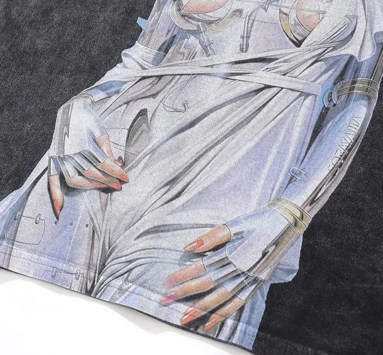 Distressed Oversized T-Shirt - Men's Streetwear Graphic Print Tee - true-deals-club