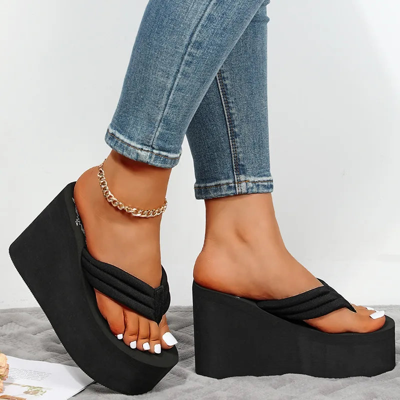11cm Platform Sandals - Black EVA High Heels for Women - true-deals-club