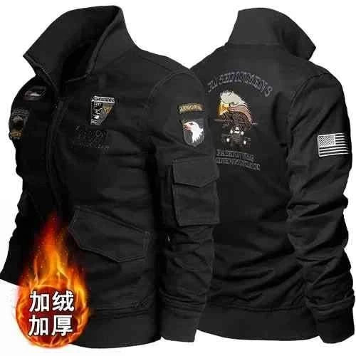 Pilot Jacket for Men - Fleece Bomber Eagle Embroidery Jacket - true deals club