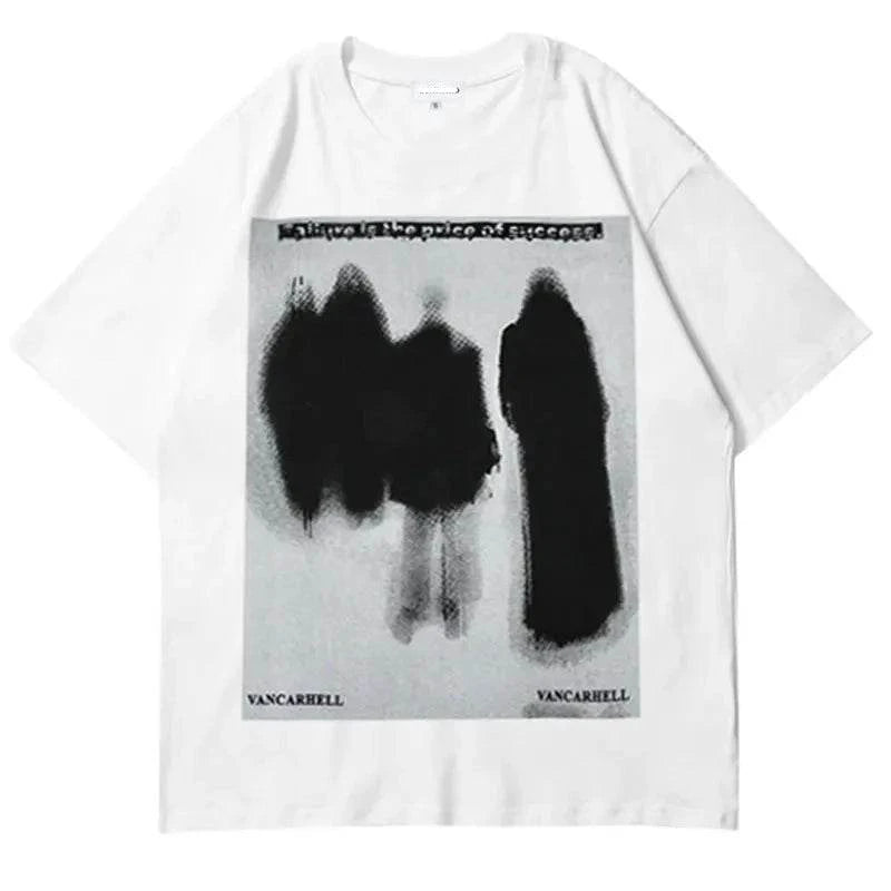 Men's Streetwear Dark Shadow Printed Short Sleeve Cotton T-Shirt - true-deals-club