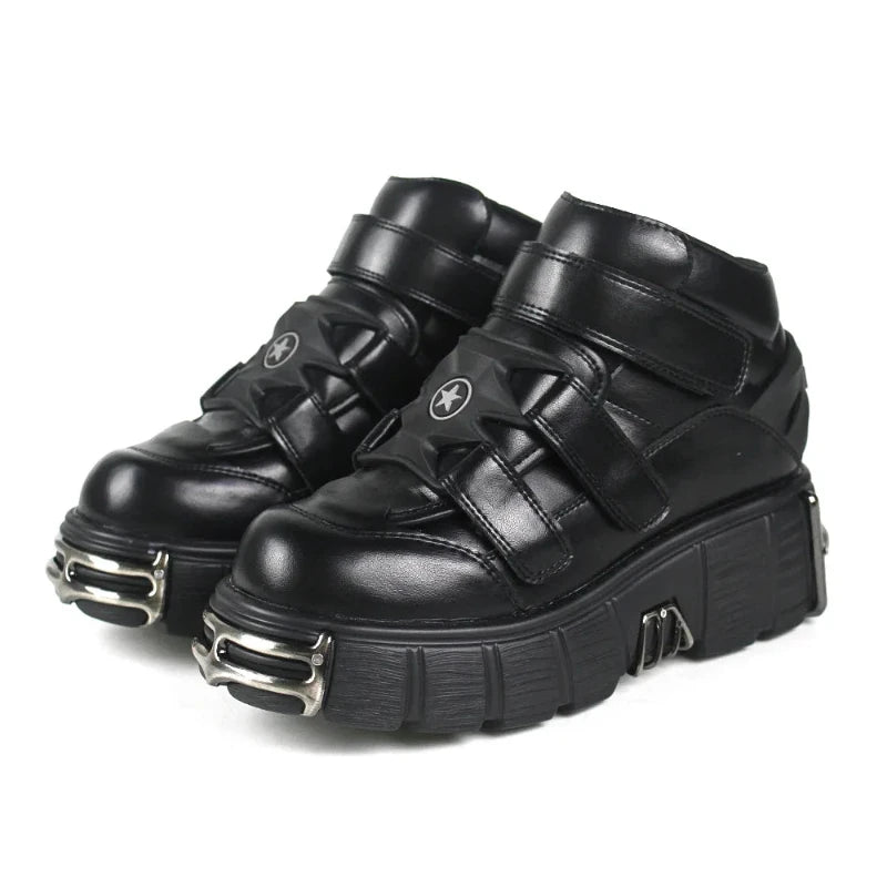 Goth Platform Sneakers for Women - Edgy Style in Classic Black - true-deals-club