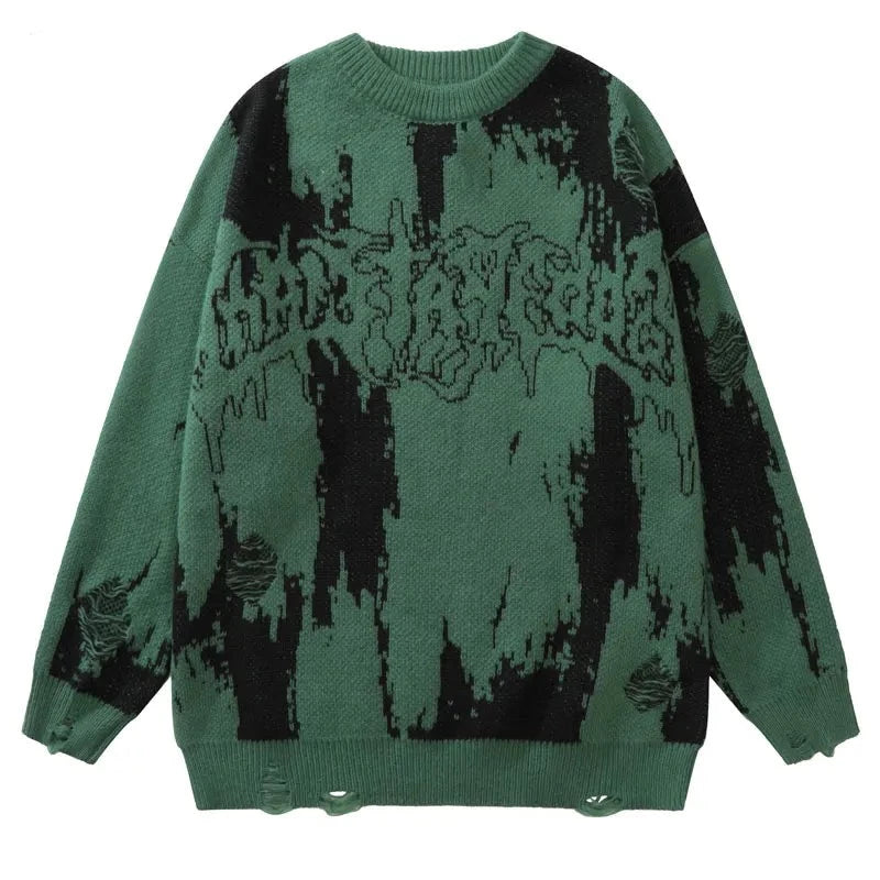 Ripped Unisex Pullover Sweaters Grunge Knitted Punk Gothic - True-Deals-Club