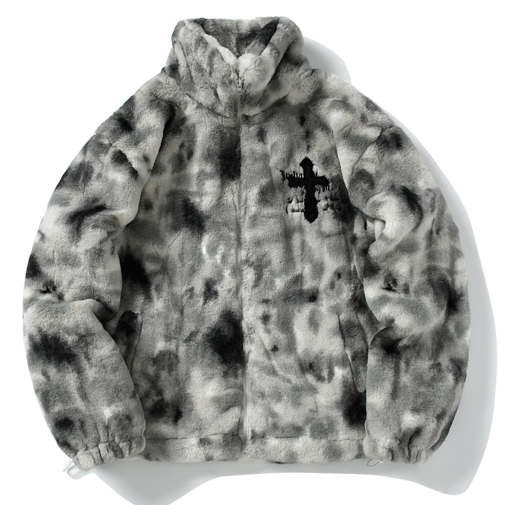 Unisex Cross Zip-Up Streetwear Fur Jacket - true-deals-club