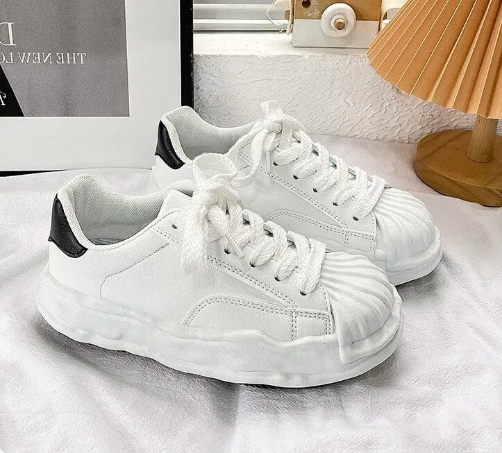 Chic Women's Teen Canvas Sneakers with Thick Dissolving Sole - true-deals-club