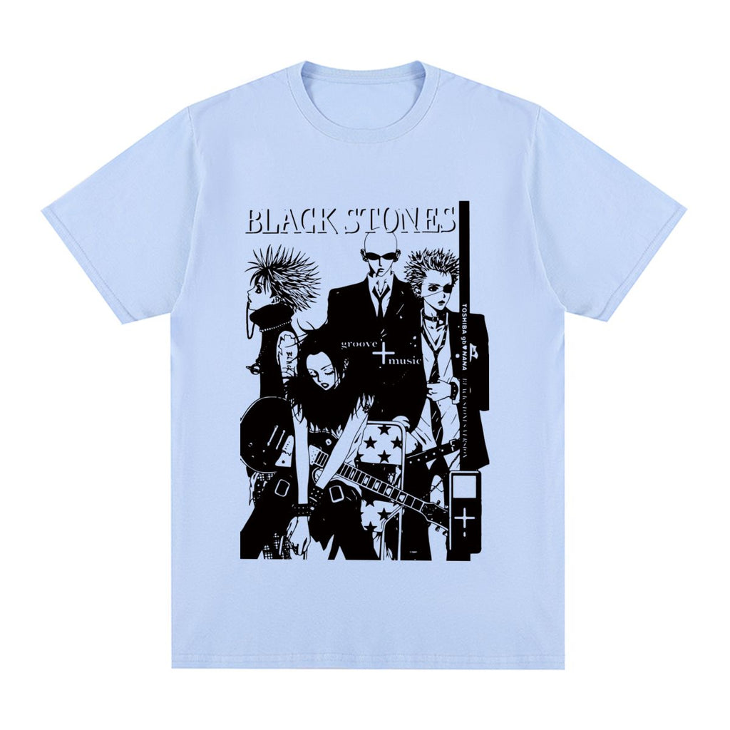 Unisex Short Sleeve Black Stones NANA Osaki Print T-shirts - true-deals-club