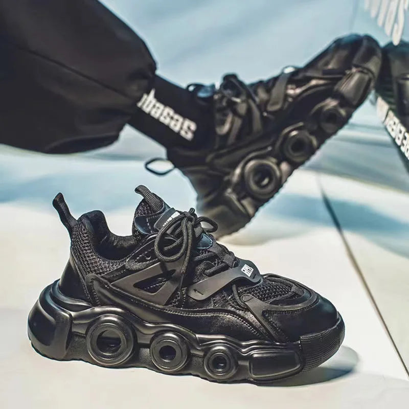 Microfiber Leather Upper Increased Internal Platform Sneakers for Men - True-Deals-Club