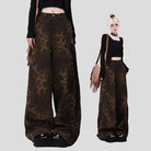 Wide Leg Denim Pants with Print - true-deals-club