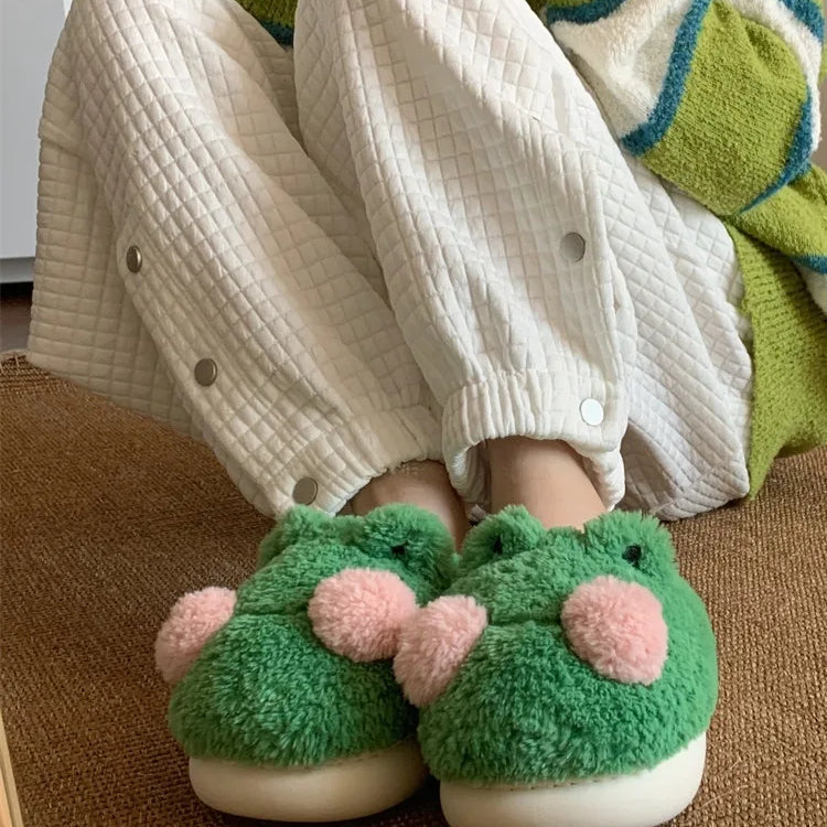 Unisex Lovely Frog Cotton Slippers - True-Deals-Club