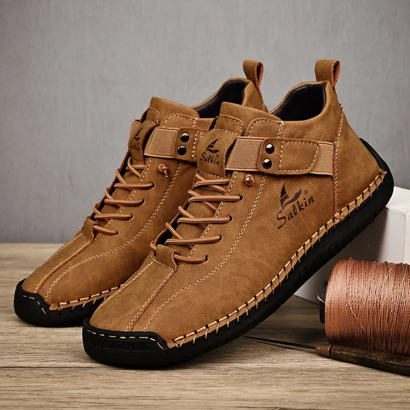 Handmade Design Sneakers: Men's Casual Leather Ankle Boots - true-deals-club