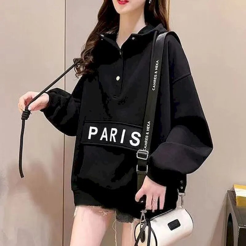 Paris Hoodies Women Spring-Autumn Thin Stylish Pullover - true-deals-club