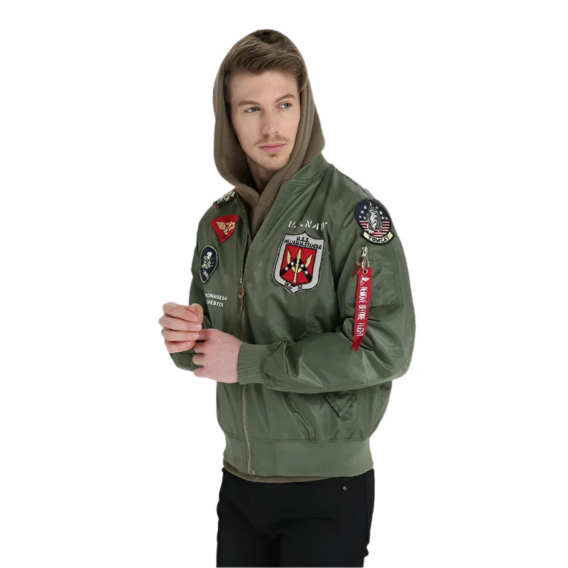 Top Gun Bomber Jacket Men: Embroidered Windproof Jacket - true deals club