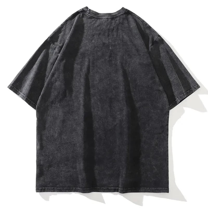 Distressed Retro Print Men's Oversize Grunge Cotton T-Shirt - True-Deals-Club