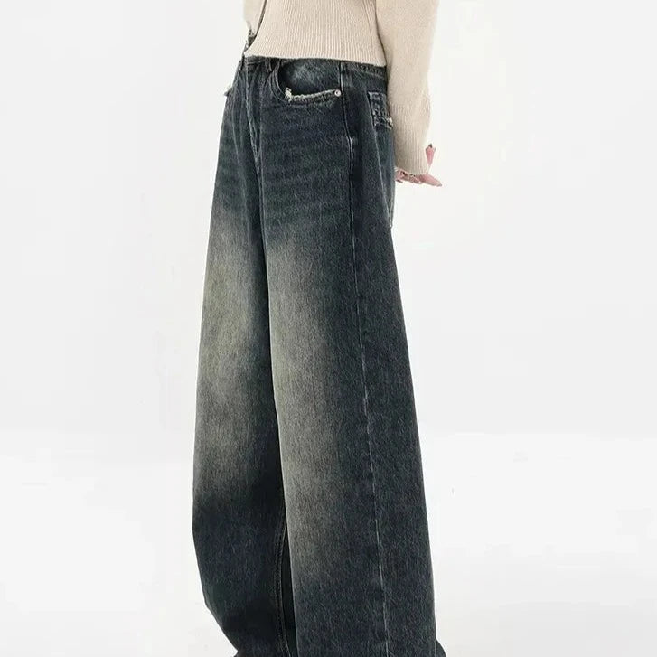 Autumn Streetwear Retro Fashion: Women's High Waist Loose Wide Leg Y2K Denim Trousers - true-deals-club