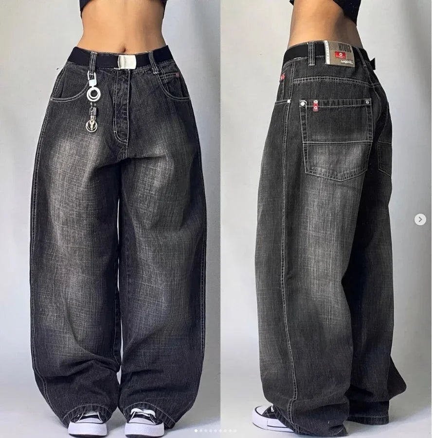 High Waisted Baggy Jeans - Multi-pocket - true-deals-club