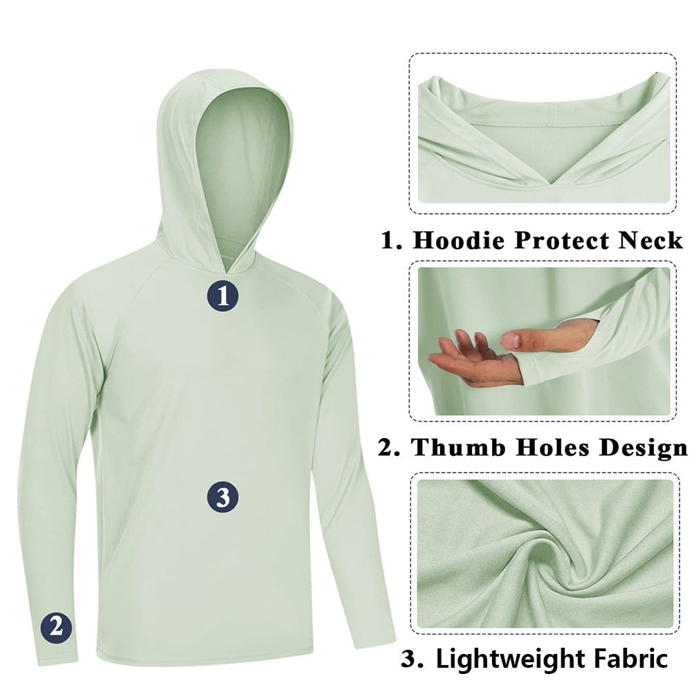 Long Sleeve Hoodie Sun Protection UV-Proof T-shirts for Men - True-Deals-Club