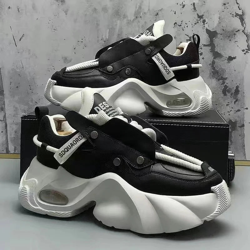 Microfiber Leather Upper Increased Platform Stylish Sneakers - true-deals-club