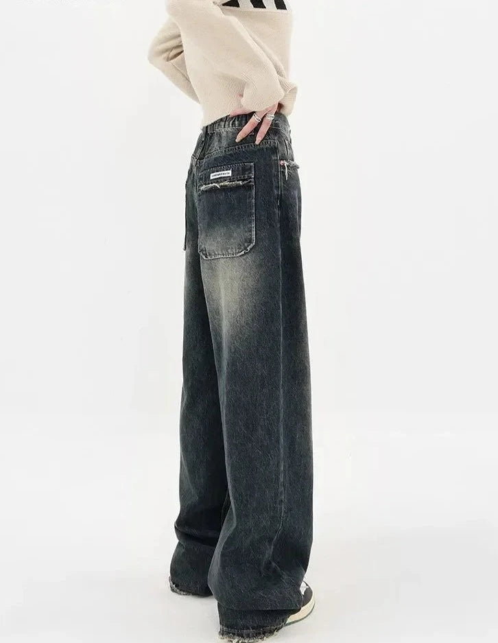 High Waist Loose Wide Leg Y2K Denim Trousers - true-deals-club