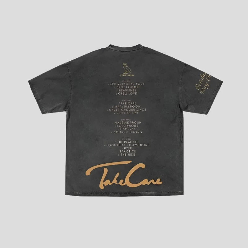 Washed Black T Shirt - Urban Kanye West Graduation Style - true-deals-club