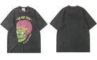 Zombie Skull Print Streetwear Men's Vintage Washed Loose Tee - True-Deals-Club