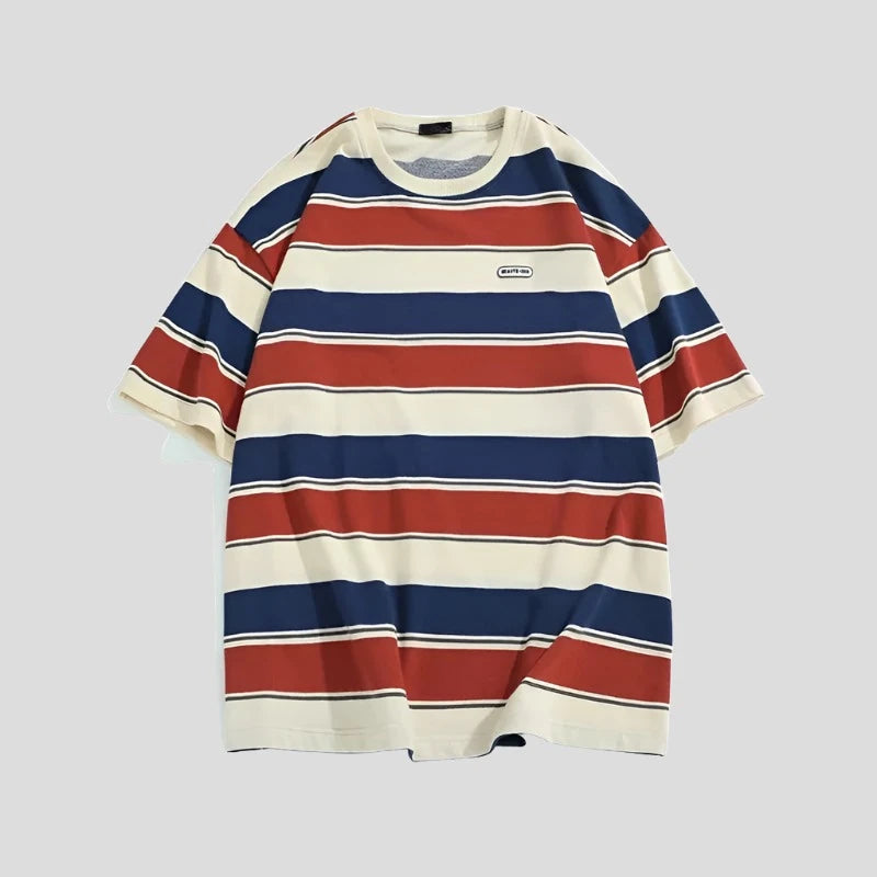 Loose Contrast Color Striped T-shirts Unisex - true-deals-club