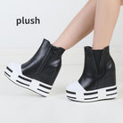 Women's 13cm Leather Platform Wedge Boots - True-Deals-Club