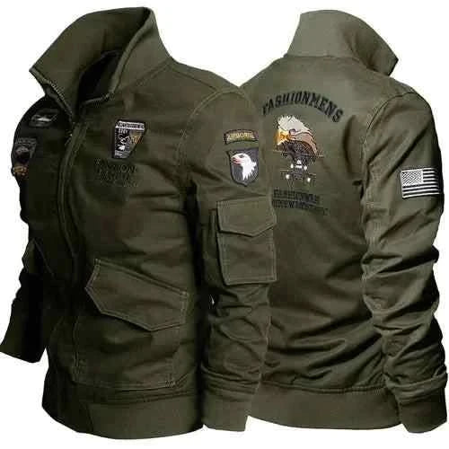 Pilot Jacket for Men - Fleece Bomber Eagle Embroidery Jacket - true deals club