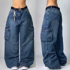 High Waisted Baggy Jeans - Multi-pocket - true-deals-club