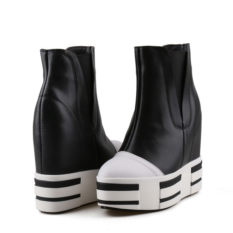Women's 13cm Leather Platform Wedge Boots - true-deals-club