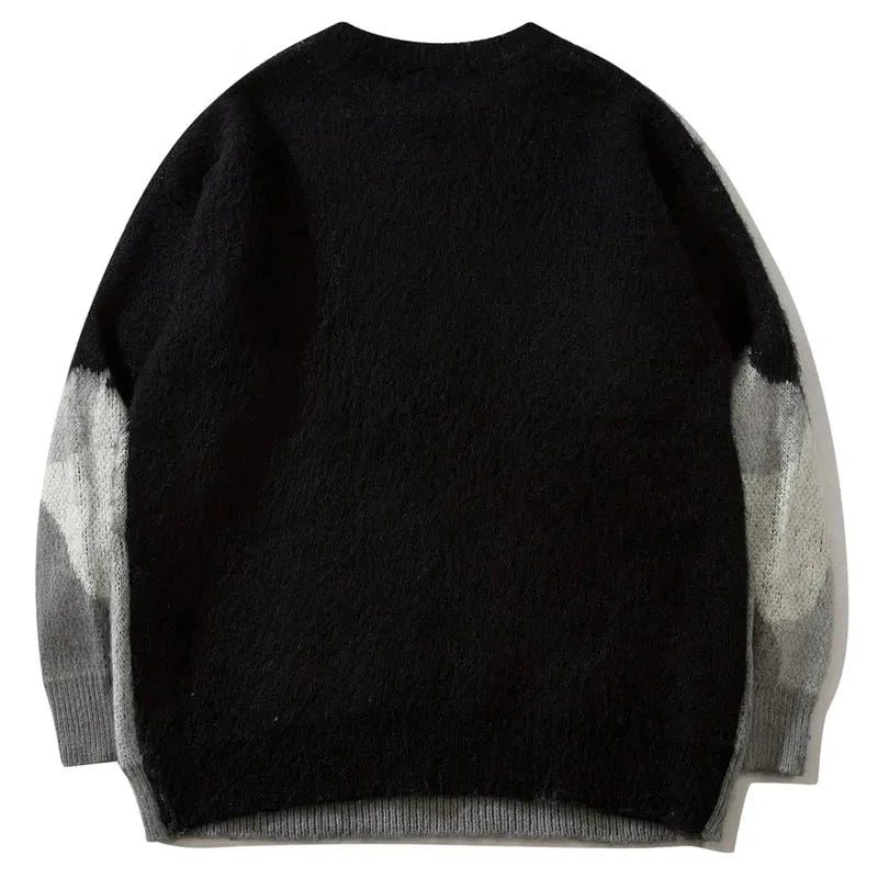 Cat Graphic Knitted Men's Oversized Sweater - True-Deals-Club