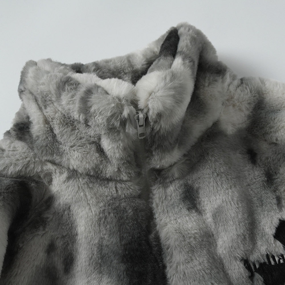 Unisex Cross Zip-Up Streetwear Fur Jacket - True-Deals-Club