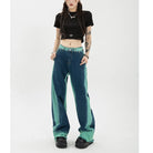 Loose Baggy Jeans for Women: High Waisted Two Tone Pants - true-deals-club