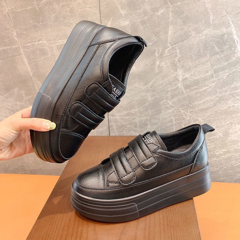 Women's 5cm Leather Wedge Sneakers - True-Deals-Club