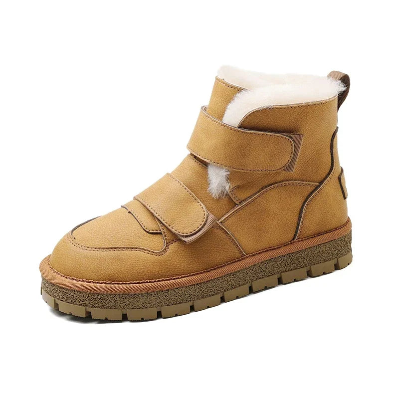 Women's Genuine Leather Winter Snow Boots with Wool - True-Deals-Club
