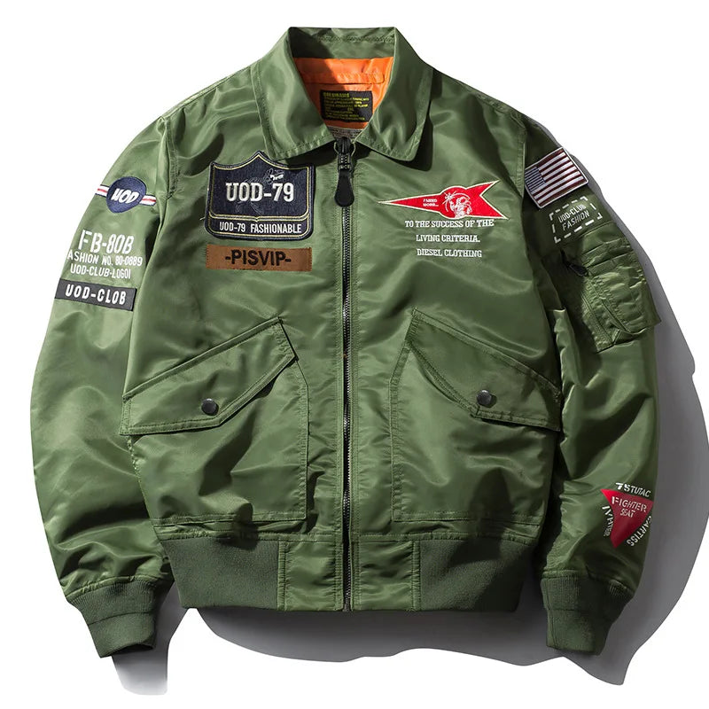 Military Aviator Jacket: Thick MA-1 Bomber Pilot Coat - true deals club