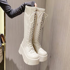 Soft Lace-up Ladies Platform Heel Boots - True-Deals-Club
