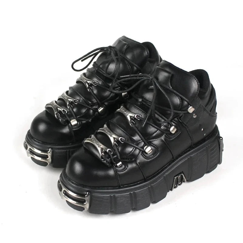 Goth Platform Sneakers for Women - Edgy Style in Classic Black - true-deals-club