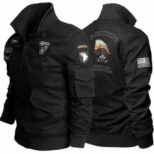 Pilot Jacket for Men - Fleece Bomber Eagle Embroidery Jacket - true deals club