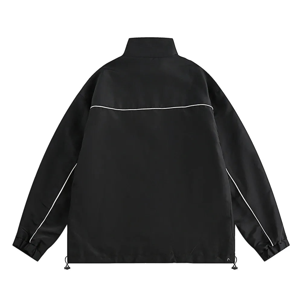 Men's Streetwear Color Patch Stand Collar Zipper Jacket - True-Deals-Club