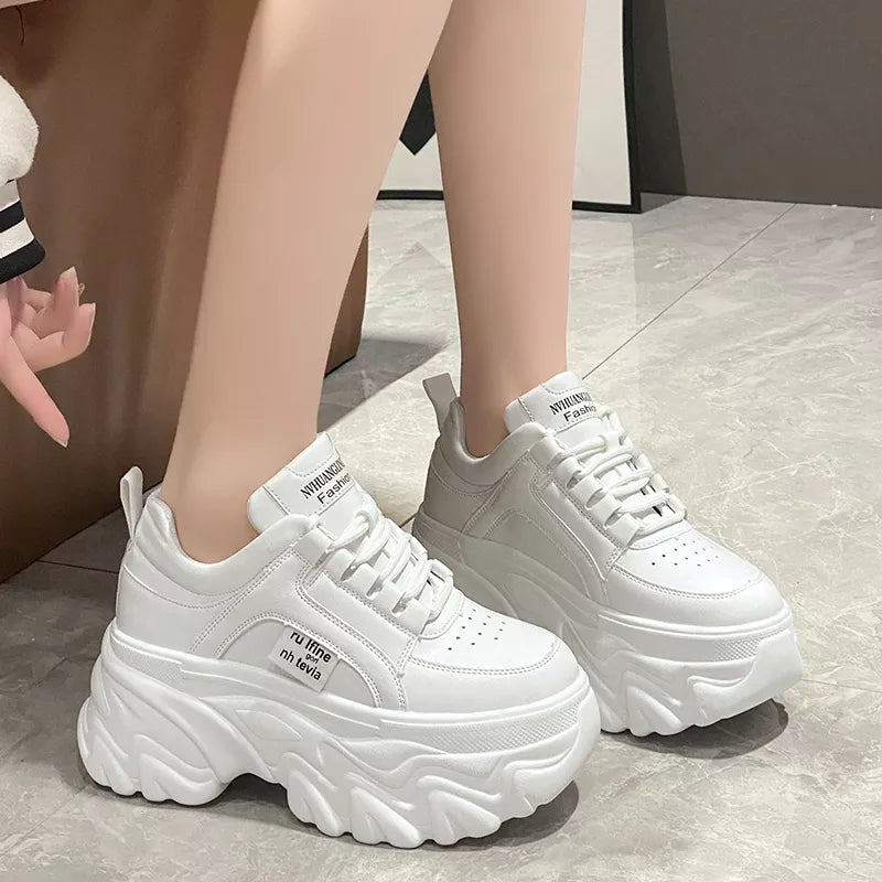 Chunky Platform Sneakers Women Spring Autumn PU Leather - true-deals-club