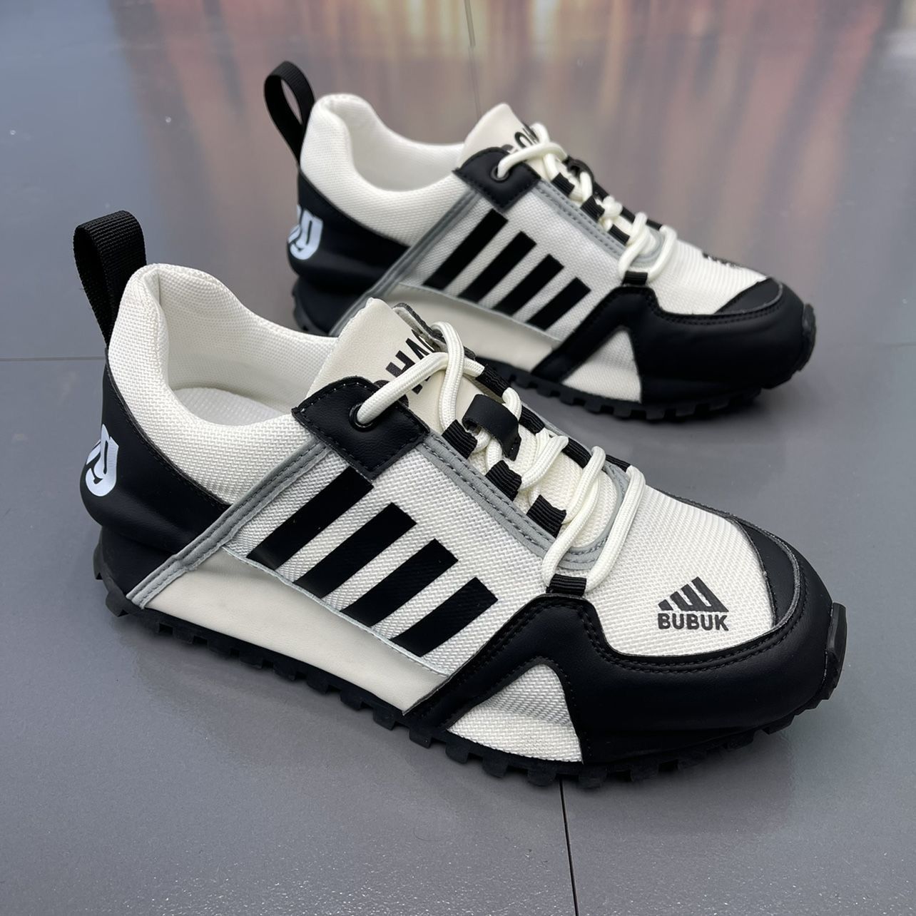 Unisex Chunky Cross-tied Split Leather Bubuk Loafer Sneakers - true-deals-club
