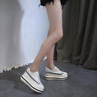 7cm Leather Hollow Platform Wedge Sneakers for Women - true-deals-club