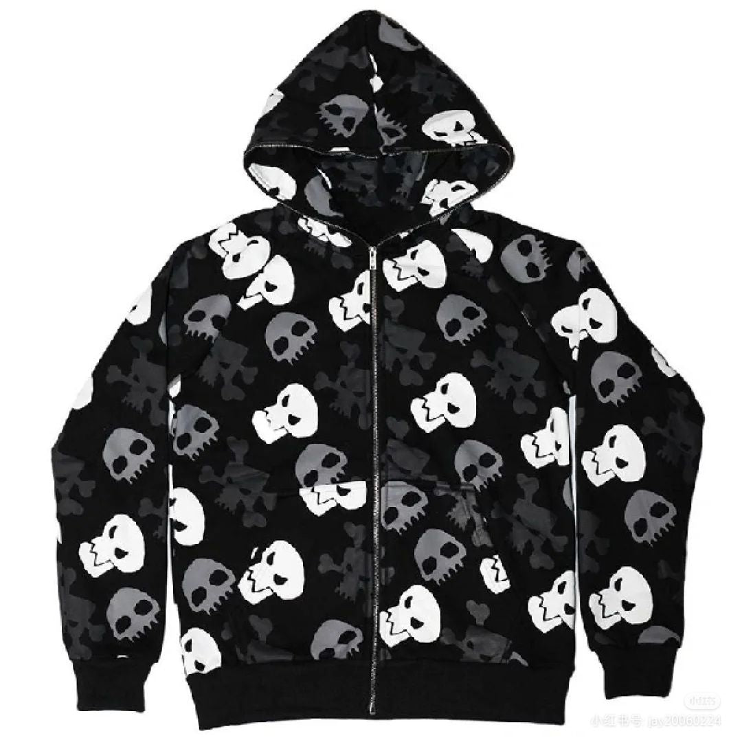 Skull Zip Up Hoodie - true-deals-club