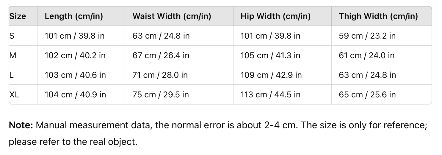 size chart 