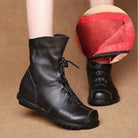 Retro-Style Handmade Black Leather Boots for Women - true-deals-club