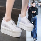 12cm Leather Vulcanized Sneakers for Women - true-deals-club