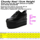 12cm Leather Vulcanized Sneakers for Women - true-deals-club