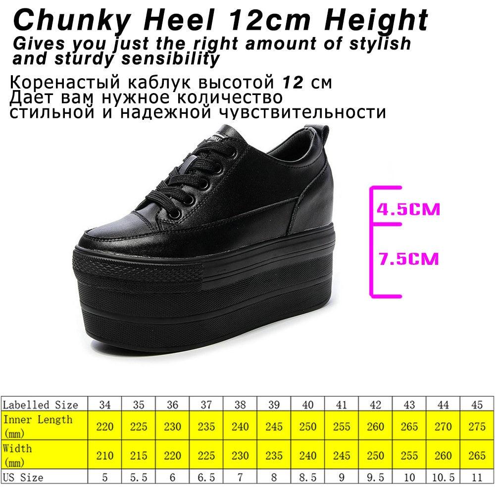 12cm Leather Vulcanized Shoes for Women - true-deals-club