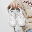 White Leather Platform Sneakers: Women's Stylish Footwear - true-deals-club